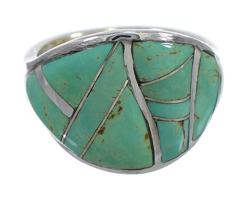 Genuine Sterling Silver Turquoise Inlay Southwest Ring Size 7-1/2 QX84137